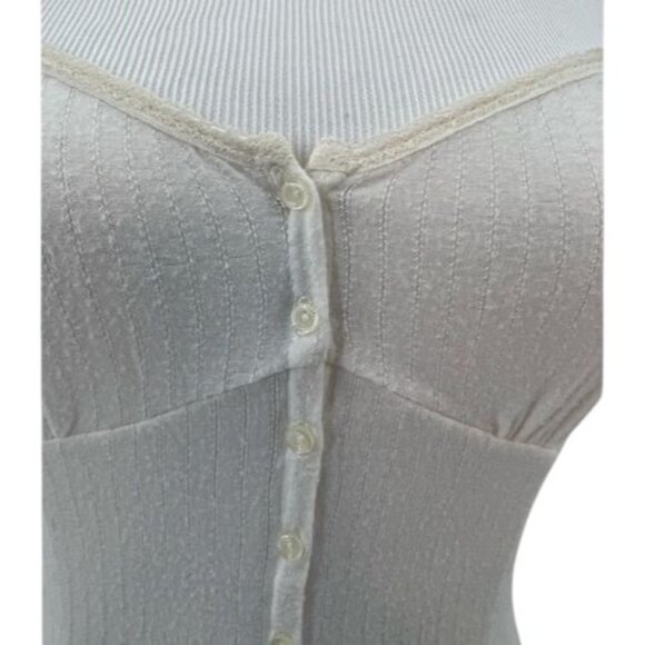 RARE Intimately Free People Boho Cottagecore Cream Lace Henley Maxi Slip Dress - Picture 13 of 16